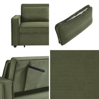 Divano letto a 3 posti in velluto a coste, kaki