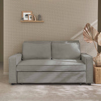 Divano letto a 3 posti in velluto a coste, grigio chiaro