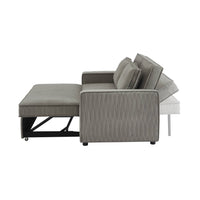 Divano letto a 3 posti in velluto a coste, grigio chiaro