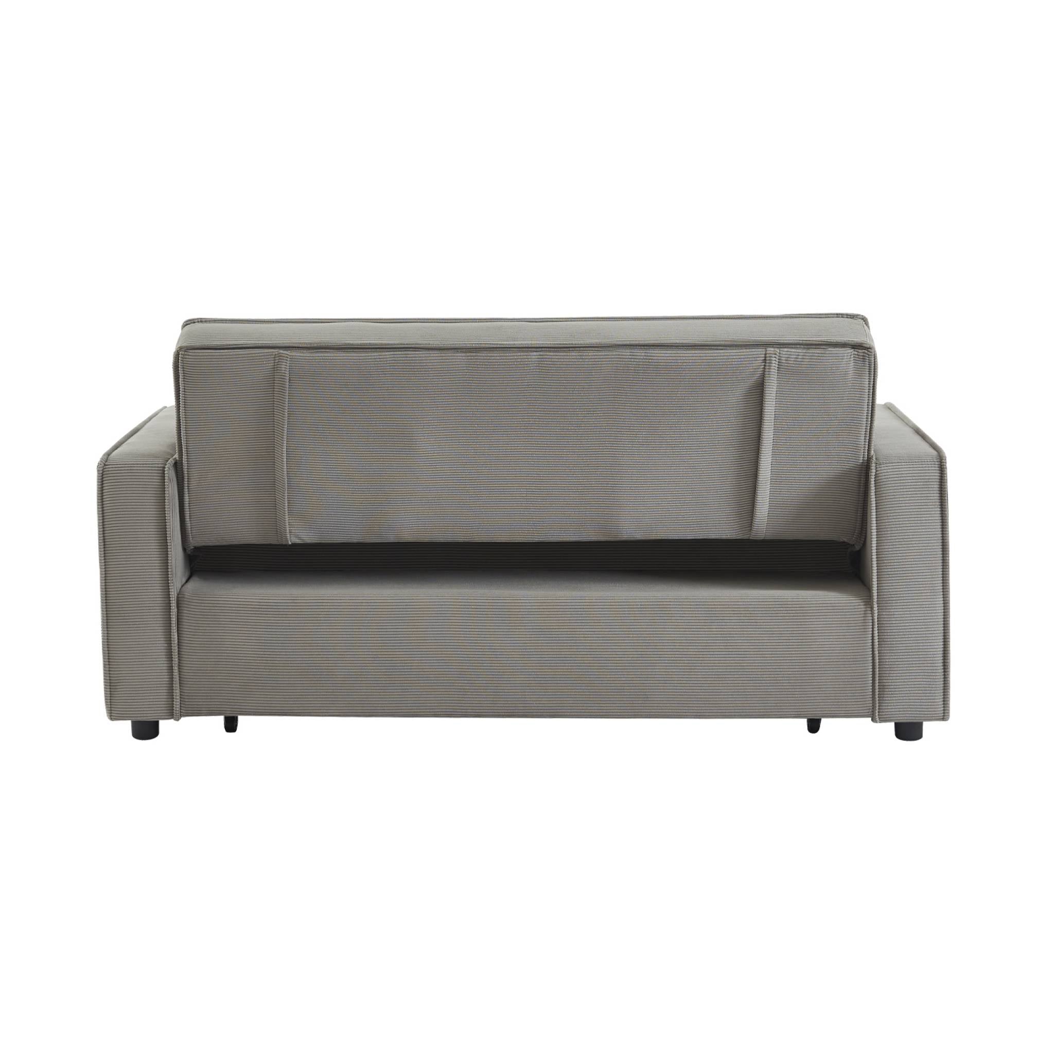 Divano letto a 3 posti in velluto a coste, grigio chiaro