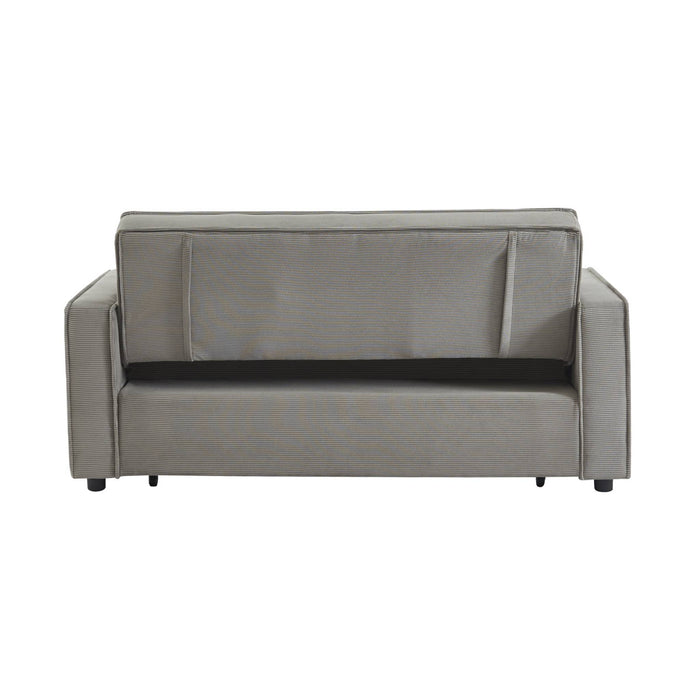 Divano letto a 3 posti in velluto a coste, grigio chiaro