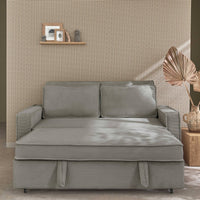 Divano letto a 3 posti in velluto a coste, grigio chiaro