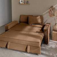 Divano letto a 3 posti in velluto a coste, marrone