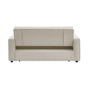 Divano letto a 3 posti in velluto a coste, crema