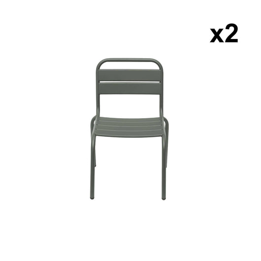 Set di 2 sedie in metallo per bambini, verde kaki