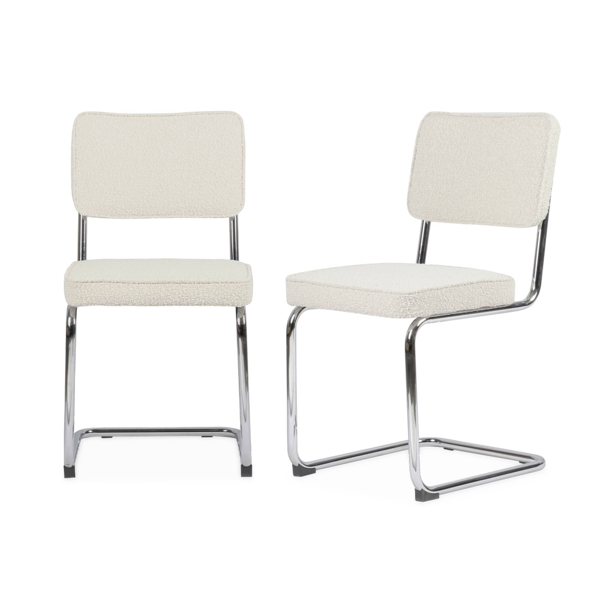 Set di 2 sedie a sbalzo bouclé, bianco sporco