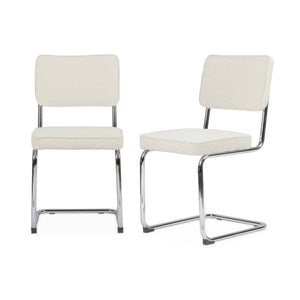 Set di 2 sedie a sbalzo bouclé, bianco sporco