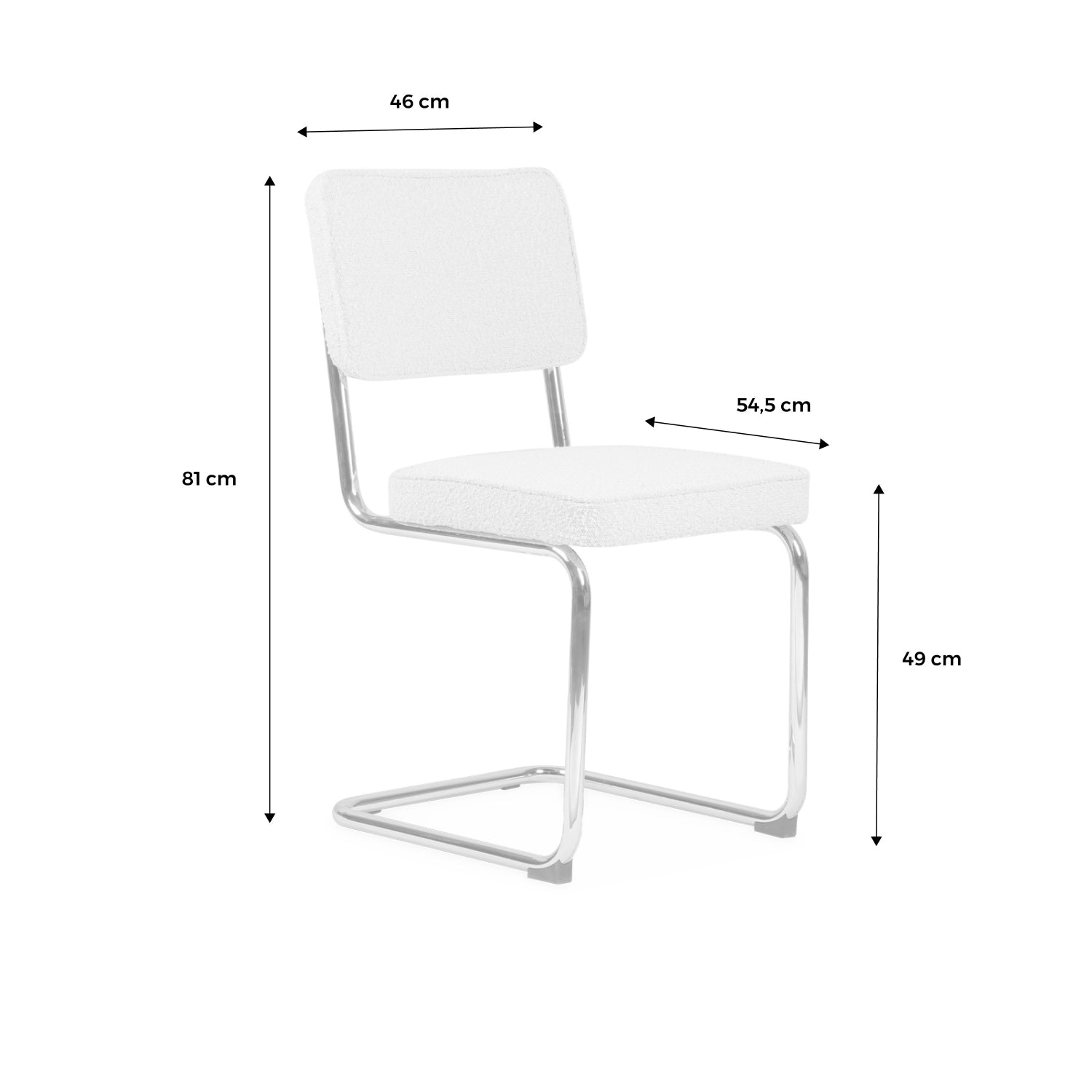 Set di 2 sedie a sbalzo bouclé, bianco sporco