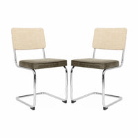 Set di 2 sedie a sbalzo, tessuto e rattan, beige