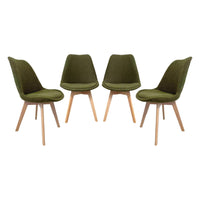 Set 4 sedie scandinave legno di faggio e bouclé strutturato, verde