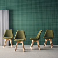 Set 4 sedie scandinave legno di faggio e bouclé strutturato, verde