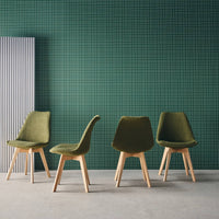 Set 4 sedie scandinave legno di faggio e bouclé strutturato, verde
