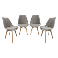 Set 4 sedie scandinave legno di faggio e bouclé strutturato, grigio