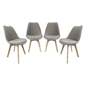 Set 4 sedie scandinave legno di faggio e bouclé strutturato, grigio