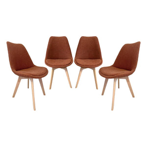 Set 4 sedie scandinave legno di faggio e bouclé strutturato,