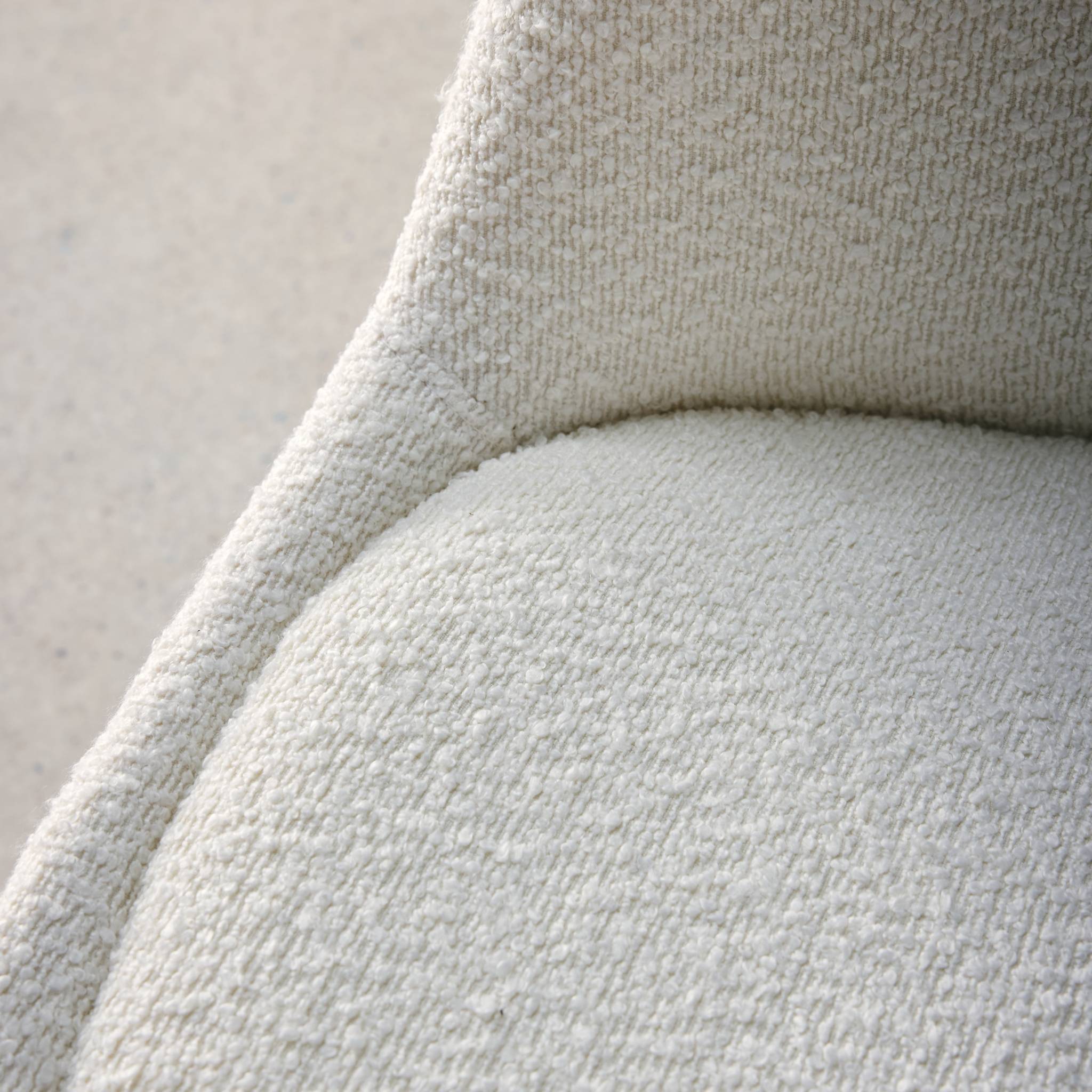 Set 4 sedie scandinave legno di faggio e bouclé strutturato, bianco