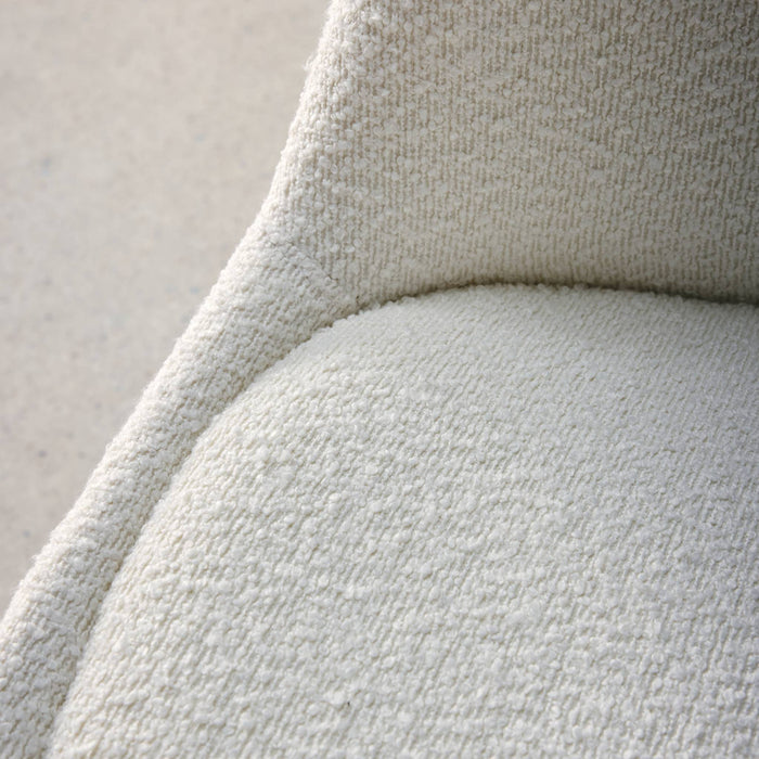 Set 4 sedie scandinave legno di faggio e bouclé strutturato, bianco