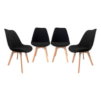 Set di 4 sedie scandinave in legno di faggio e velluto a coste , nero