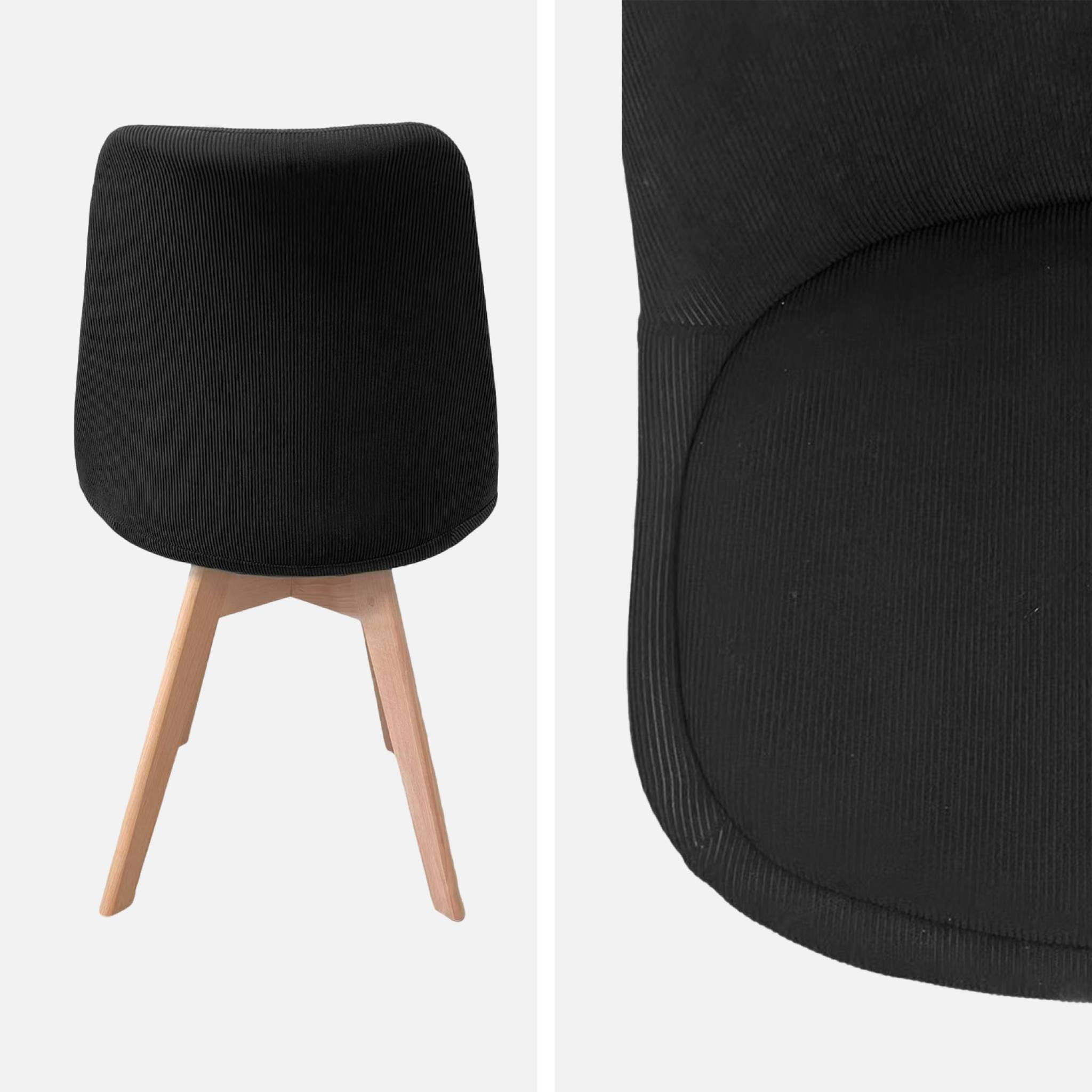 Set di 4 sedie scandinave in legno di faggio e velluto a coste , nero