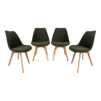 Set di 4 sedie scandinave in legno di faggio e velluto a coste , verde