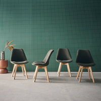 Set di 4 sedie scandinave in legno di faggio e velluto a coste , verde