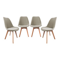 Set di 4 sedie scandinave in legno di faggio e velluto a coste ,