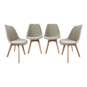 Set di 4 sedie scandinave in legno di faggio e velluto a coste ,