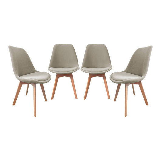 Set di 4 sedie scandinave in legno di faggio e velluto a coste ,