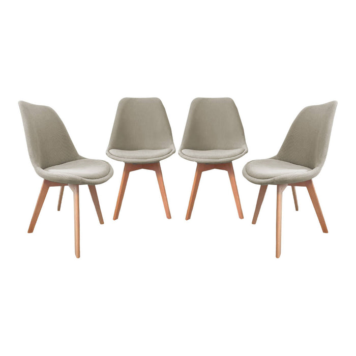 Set di 4 sedie scandinave in legno di faggio e velluto a coste ,