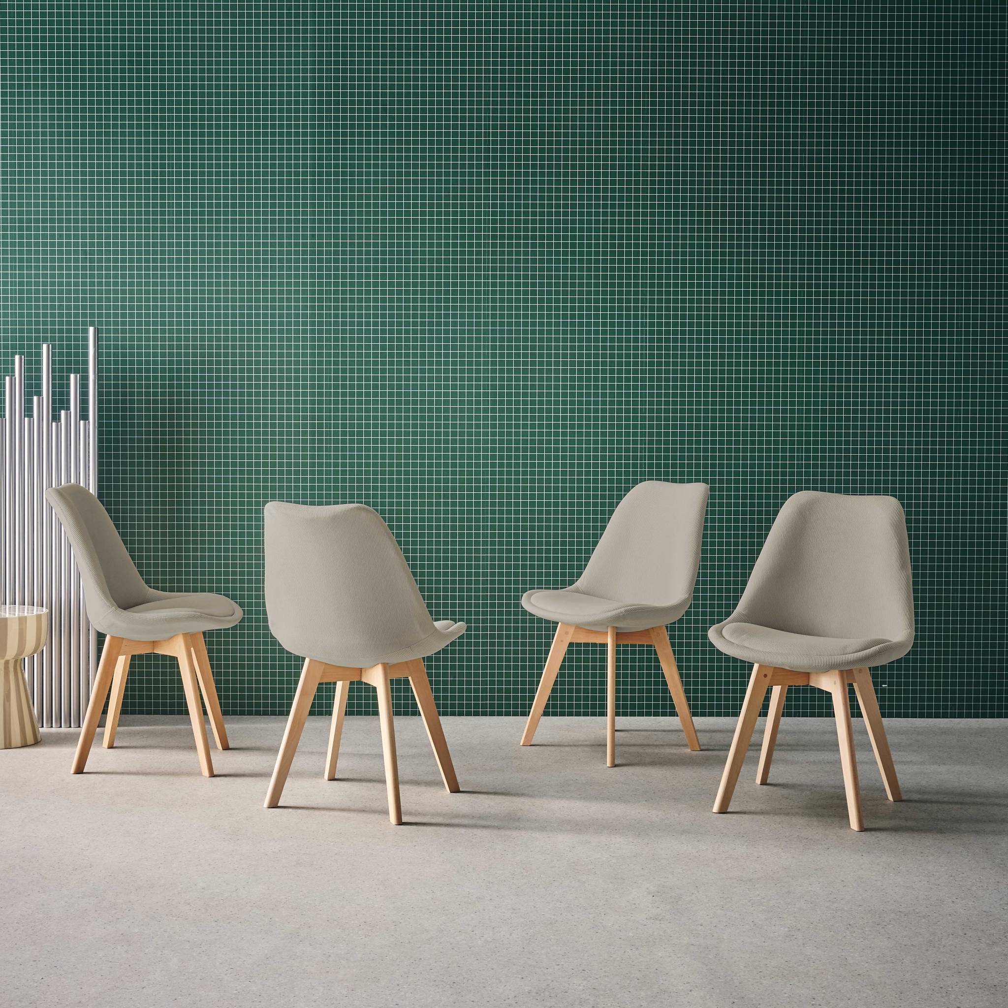 Set di 4 sedie scandinave in legno di faggio e velluto a coste ,