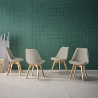 Set di 4 sedie scandinave in legno di faggio e velluto a coste ,