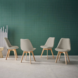 Set di 4 sedie scandinave in legno di faggio e velluto a coste ,