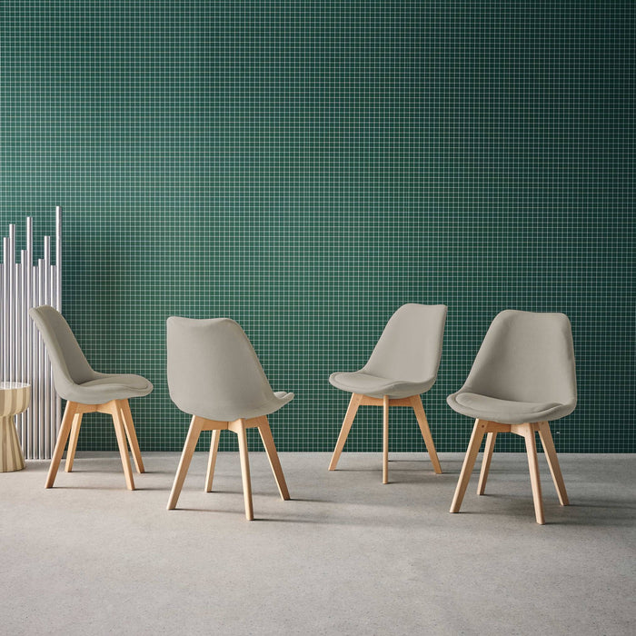 Set di 4 sedie scandinave in legno di faggio e velluto a coste ,