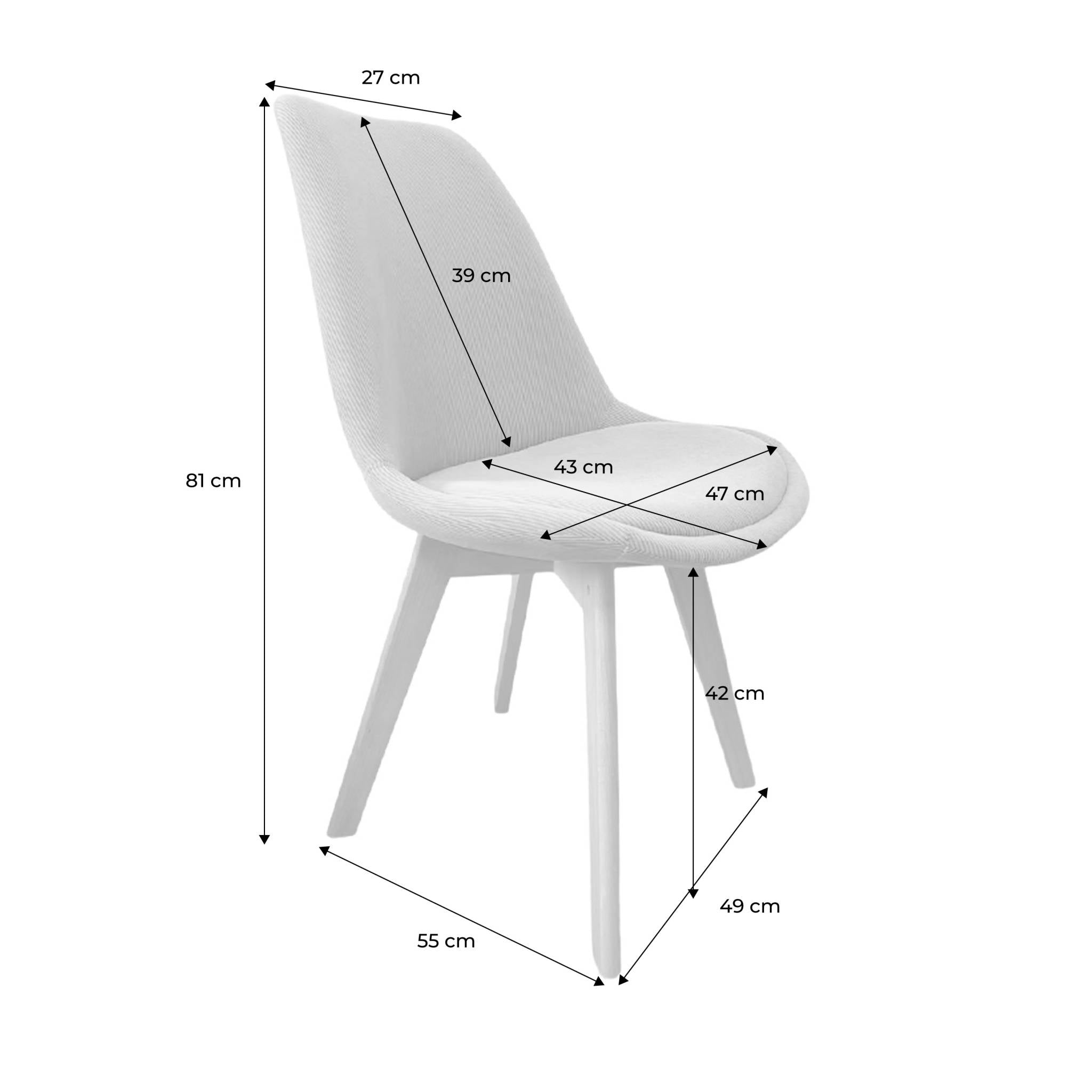 Set di 4 sedie scandinave in legno di faggio e velluto a coste ,
