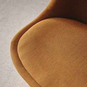 Set di 4 sedie scandinave in legno di faggio e velluto a coste , ocra