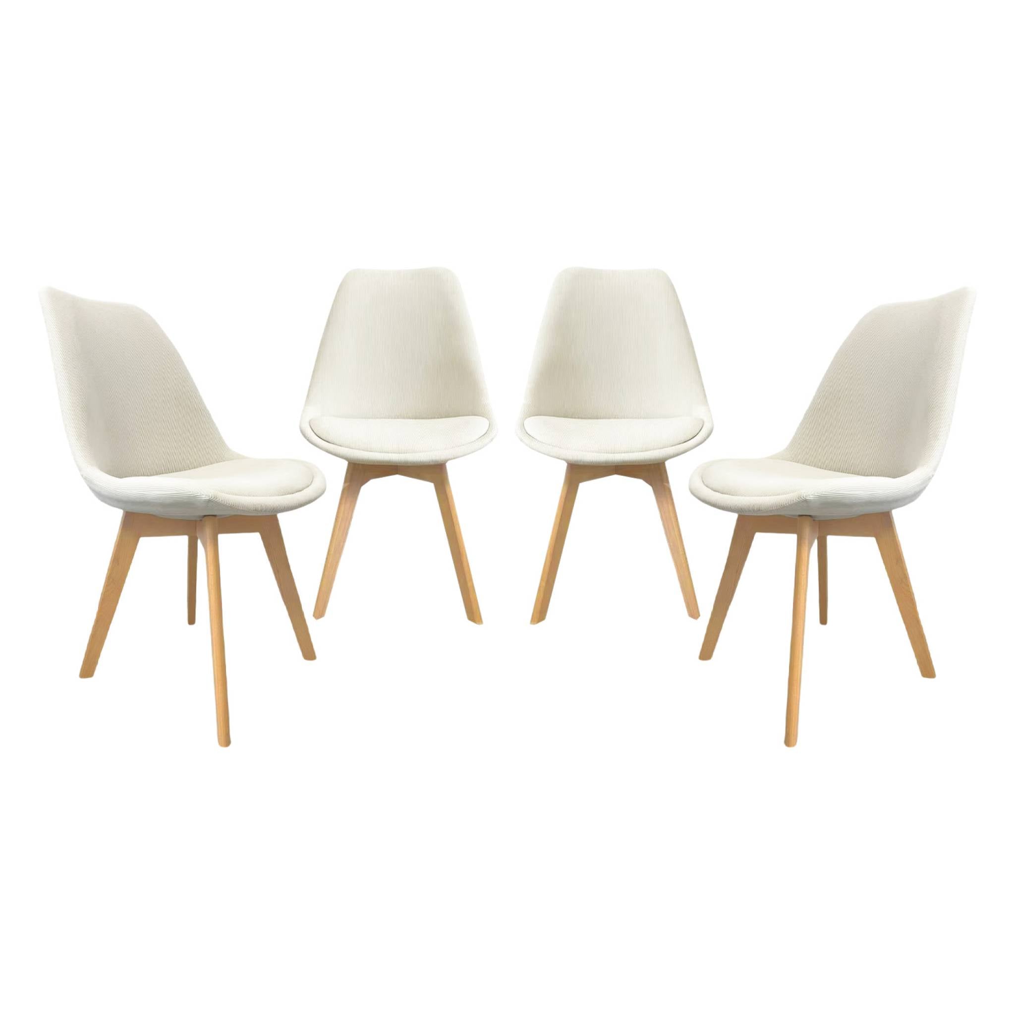 Set di 4 sedie scandinave in legno di faggio e velluto a coste ,