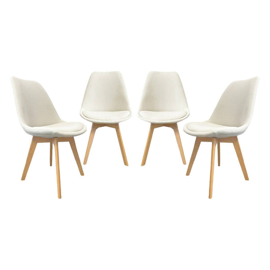 Set di 4 sedie scandinave in legno di faggio e velluto a coste ,