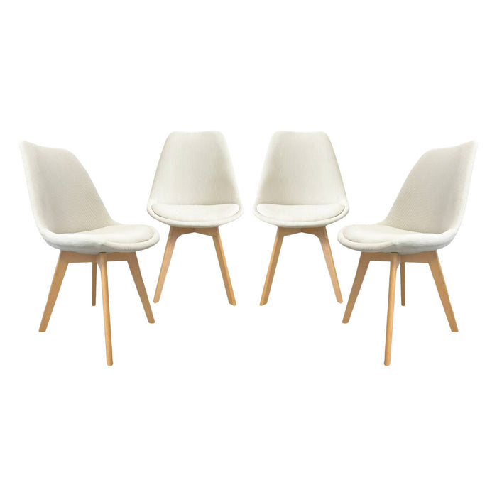 Set di 4 sedie scandinave in legno di faggio e velluto a coste ,