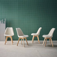 Set di 4 sedie scandinave in legno di faggio e velluto a coste ,