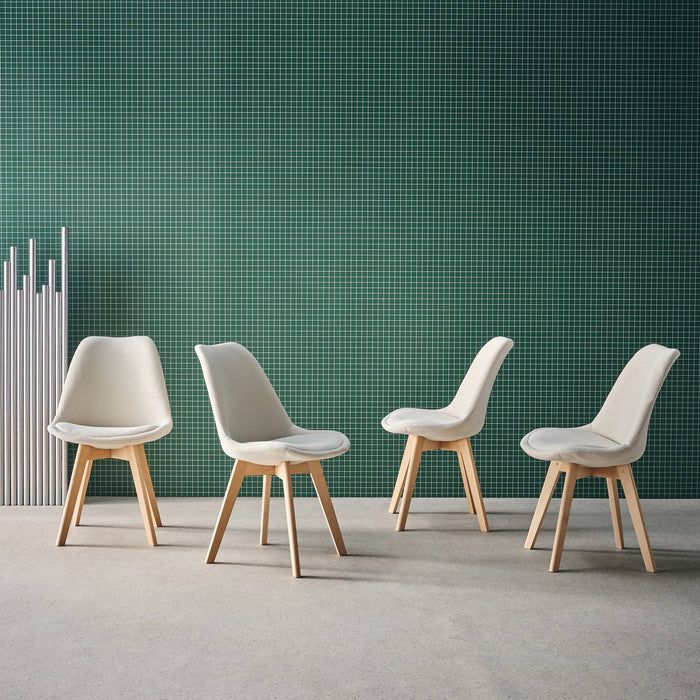 Set di 4 sedie scandinave in legno di faggio e velluto a coste ,