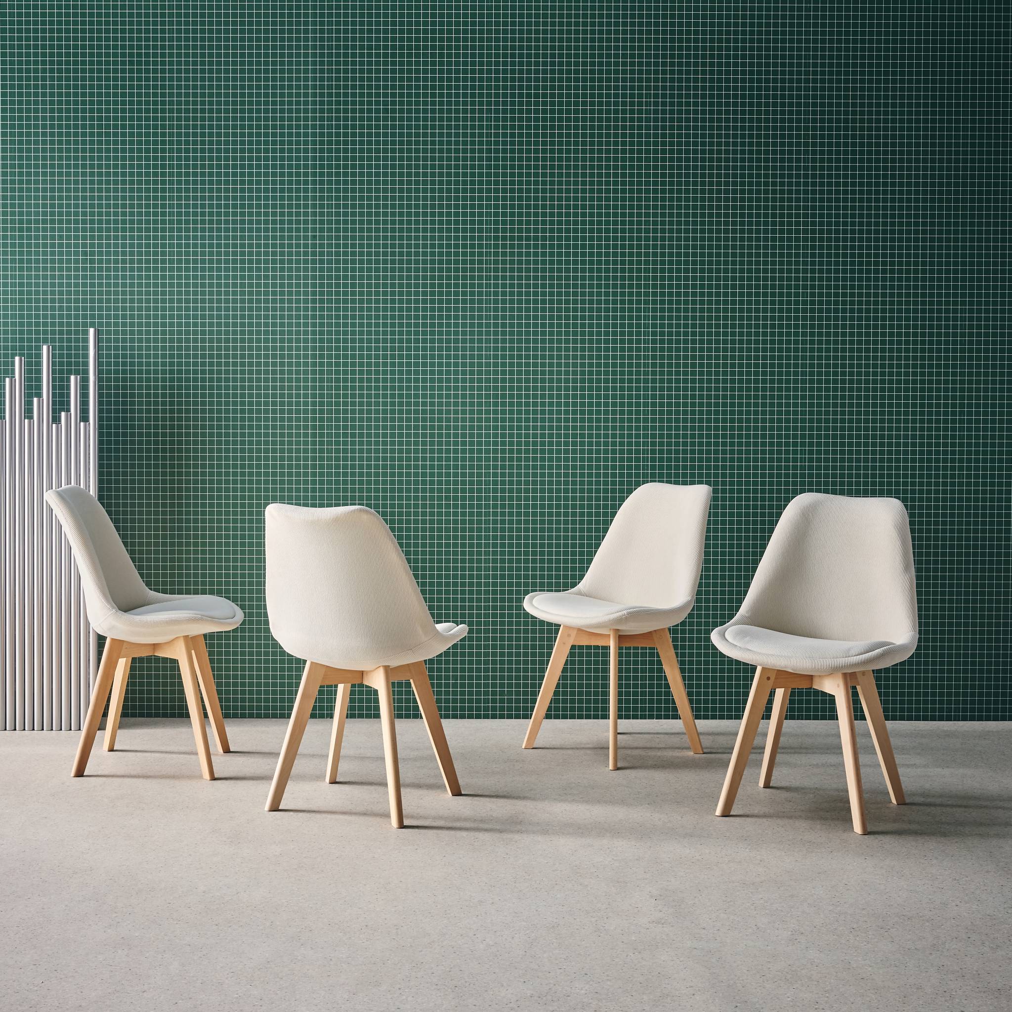 Set di 4 sedie scandinave in legno di faggio e velluto a coste ,