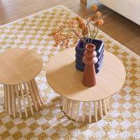 Tappeto interno a scacchiera shaggy in giallo senape e crema