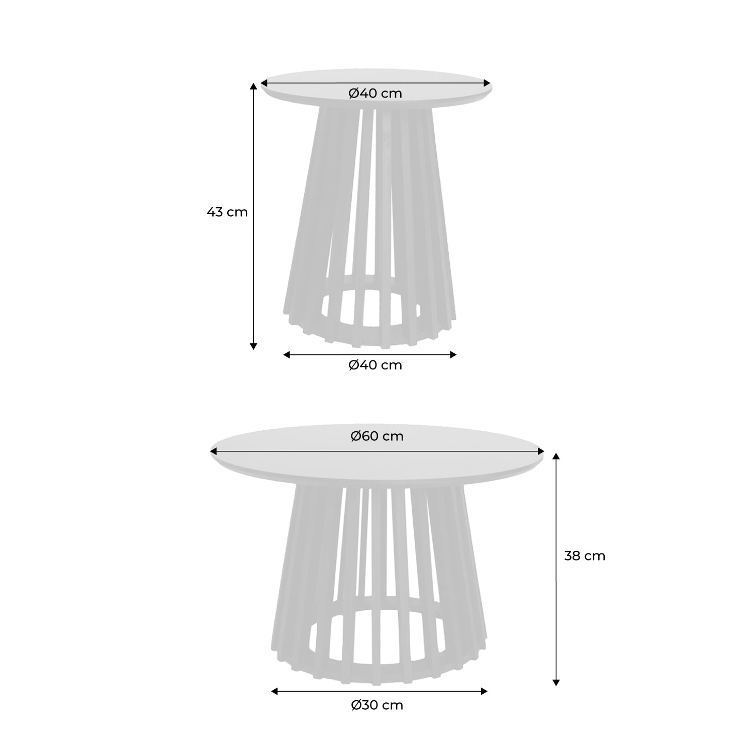 2 tavolini rotondi effetto rovere ø40cm e ø60cm i sweeek