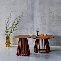 Set di 2 tavolini rotondi in noce ø40cm e ø60cm i sweeek