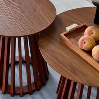 Set di 2 tavolini rotondi in noce ø40cm e ø60cm i sweeek