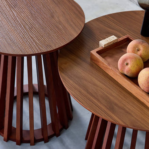 Set di 2 tavolini rotondi in noce ø40cm e ø60cm i sweeek