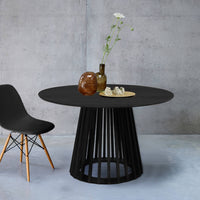 Tavolo da pranzo effetto legno, 4 posti a sedere, nero