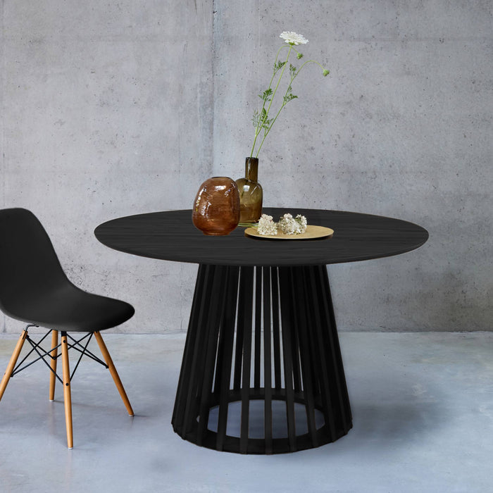 Tavolo da pranzo effetto legno, 4 posti a sedere, nero