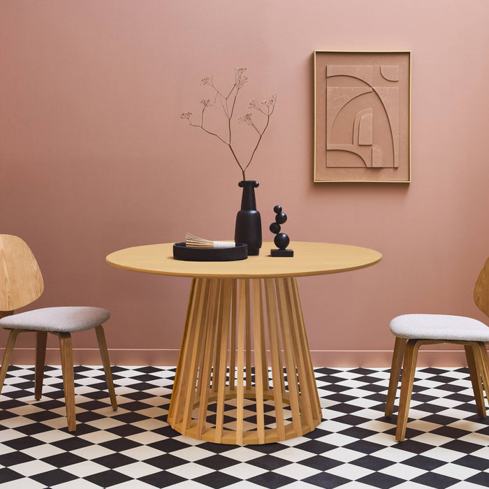 Tavolo da pranzo effetto legno, 4 posti a sedere, quercia