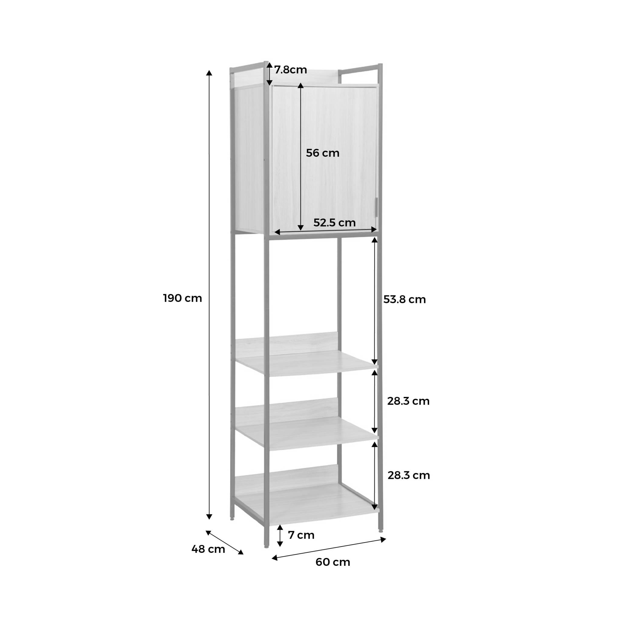 Modulo armadio con 5 ripiani e 1 anta, nero